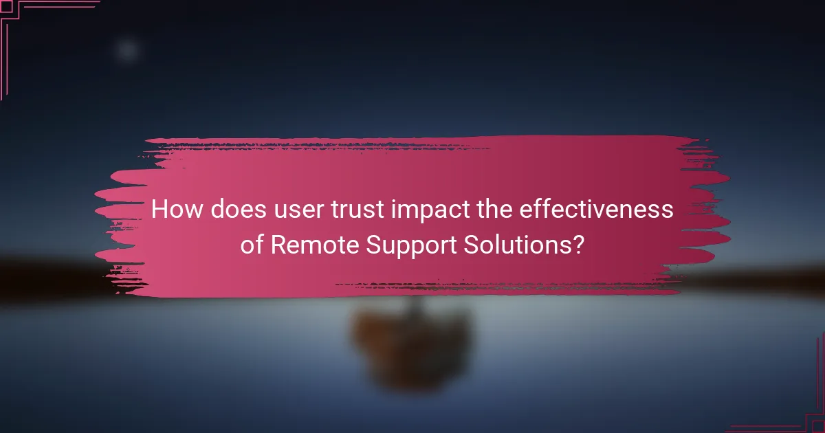 How does user trust impact the effectiveness of Remote Support Solutions?