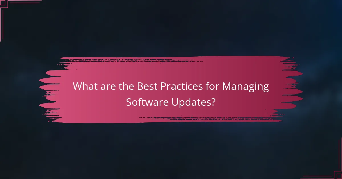 What are the Best Practices for Managing Software Updates?