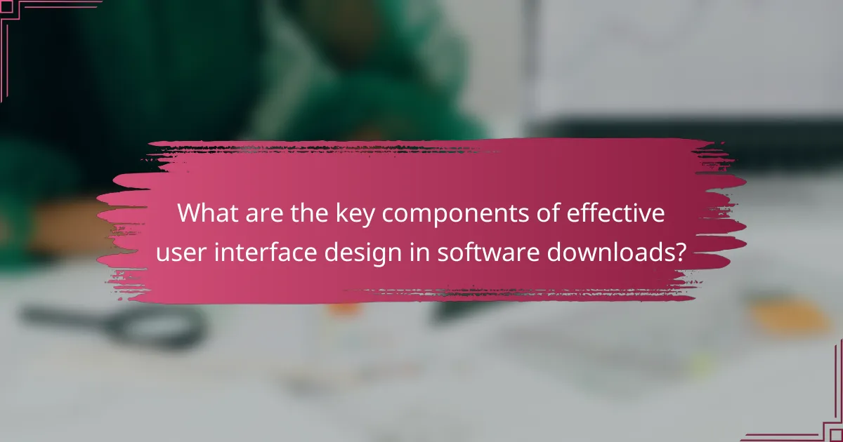What are the key components of effective user interface design in software downloads?