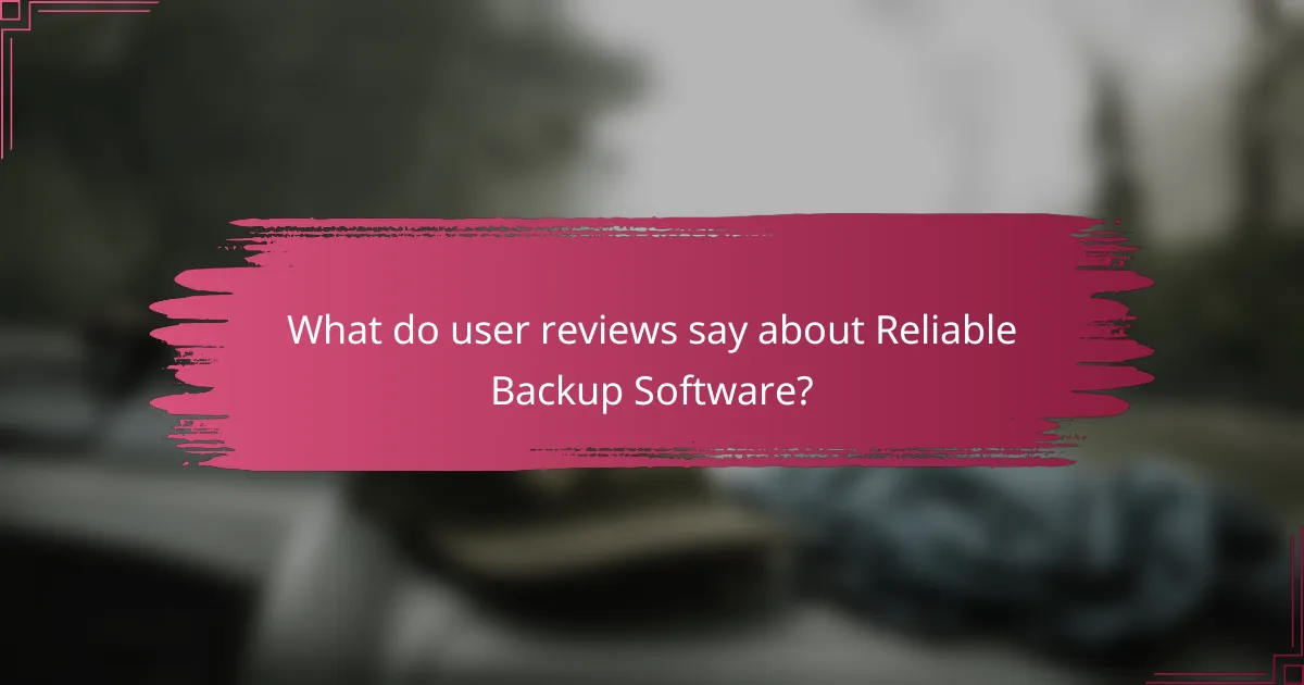 What do user reviews say about Reliable Backup Software?